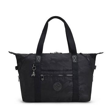 Kipling Art Medium Iconic Tote Bags Black Camo Embossed | AU 1447UZ